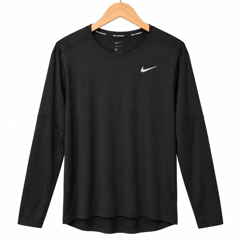 Nike Dri-FIT Running Shirt Mens XL Black Long Sleeve UV UPF 40+ Thumbholes